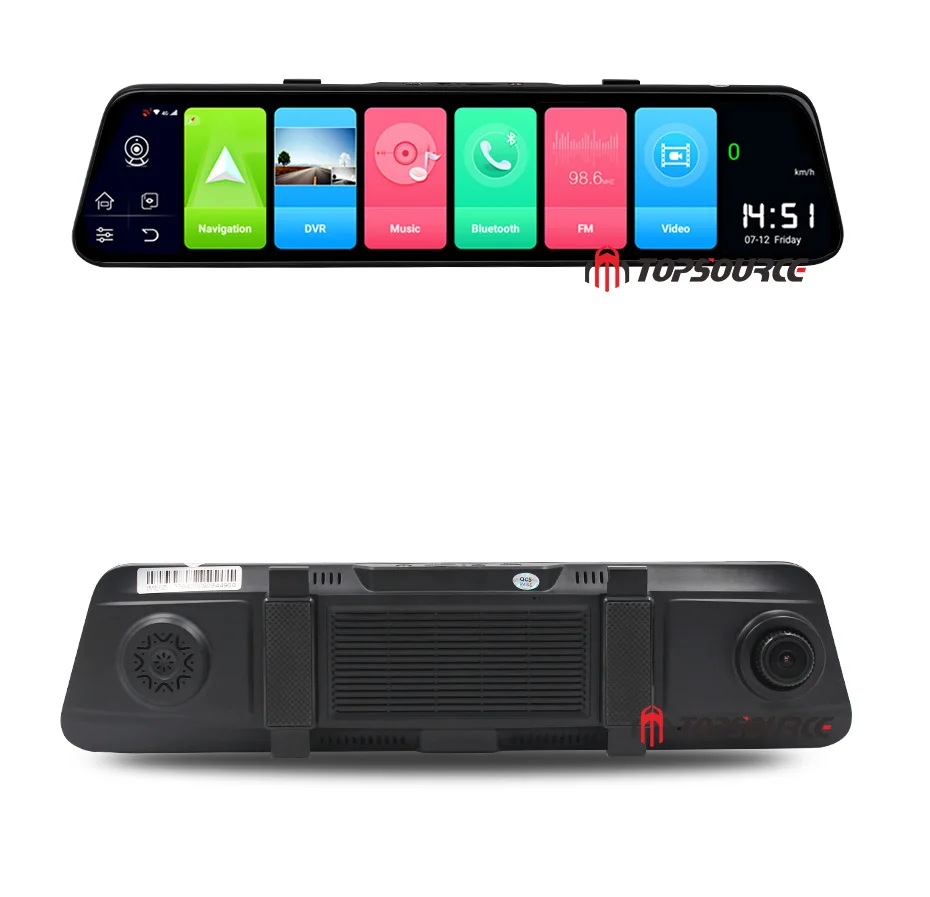 Автомобильный видеорегистратор TOPSOURCE, 12 дюймов, 4G, Android 8,1, Автомобильный gps Navi FHD 1080 P, видеорегистратор, зеркальная камера, Bluetooth ram, 2 Гб rom, 32 ГБ с ADAS