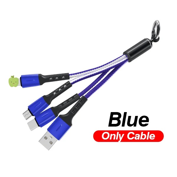 FBYEG 3 в 1 USB кабель брелок короткий Micro usb type C мульти зарядное устройство кабель для Xiaomi huawei iPhone Быстрая зарядка - Цвет: Old-YSK-BU