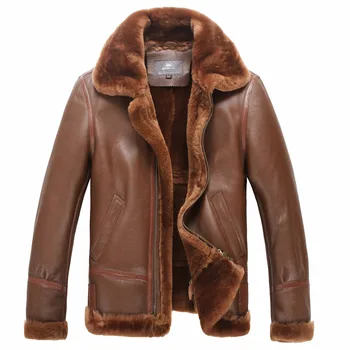 

Leather Jacket Real Fur Coat Men Vintage Short Winter Coat Men Sheep Shearling Fur Coat Wool Jackets Veste Homme 1363 YY686