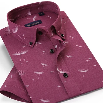 

Summer Casual Beach Floral Printed Shirts For Men Pocket-less Design Short Sleeve Standard-fit Button-down Thin Hawaiian Shirt