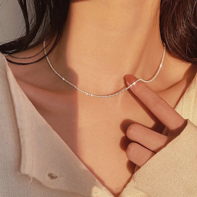 Fashion Silver Colour Sparkling Clavicle Chain Choker Necklace For Women Fine Jewelry Wedding Party Birthday Gift 2021 1