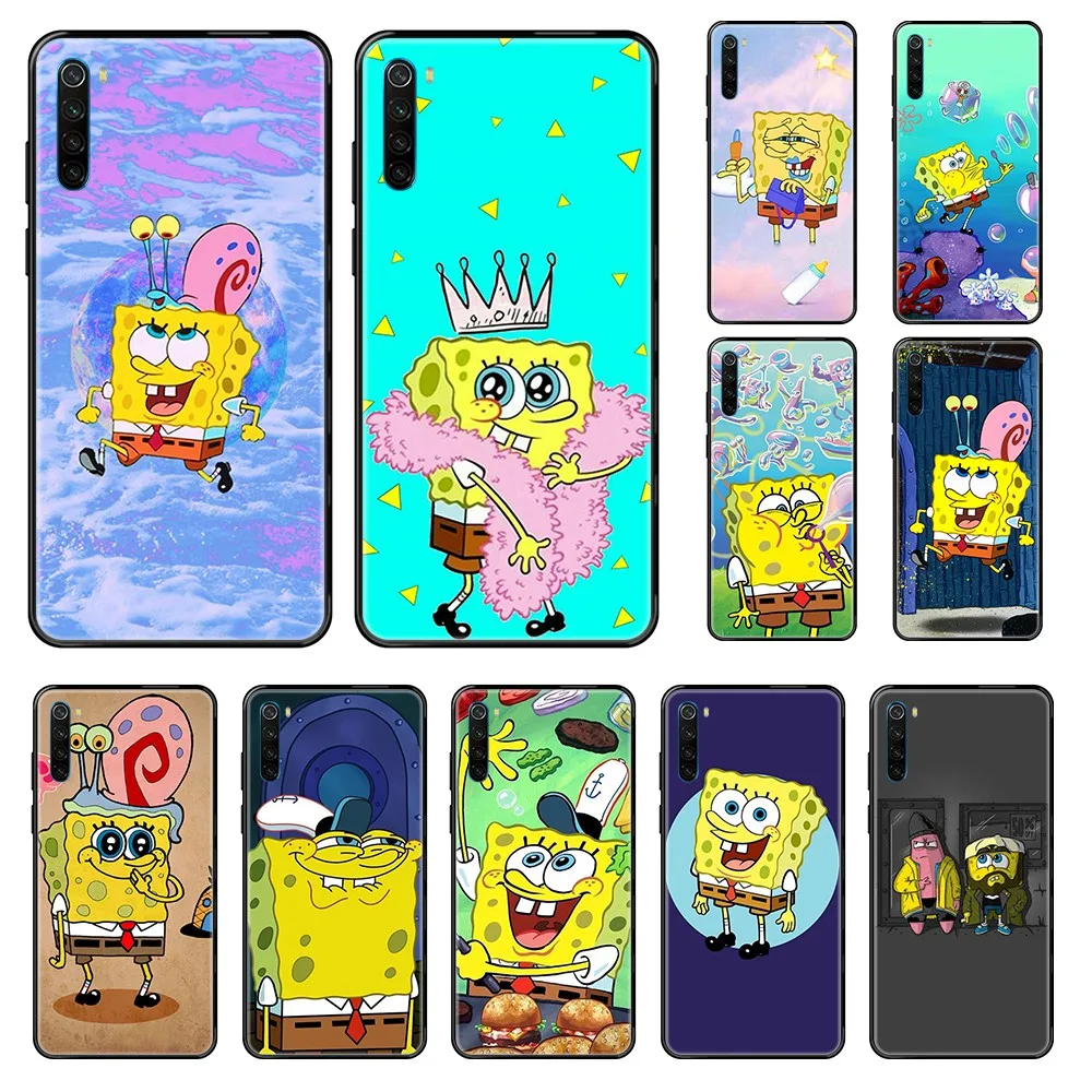 

funny SpongeBob SquarePants trend soft back hoesjes black Phone case For Xiaomi Redmi Note S2 4 5 6 7 8 A S X Plus Pro