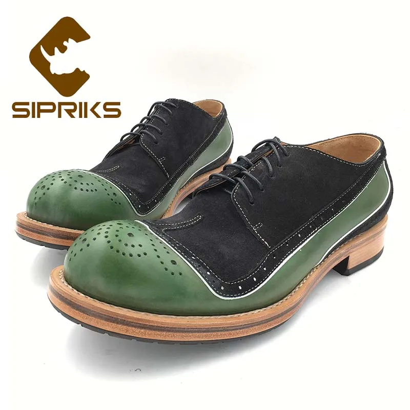 Sipriks Unique Design Green Calf Leather Shoes Italian Handmade Sewing Welted Shoes Thick Leather Sole Formal Tuxedo Gent Suit