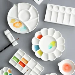 Paleta de cerámica rectangular con flor de ciruelo, bandeja de mezcla de colores para pintura acrílica, suministros de arte para acuarela Gouache