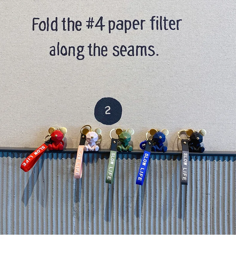 Cartoon Simple Bear Keychain Student School Bag Pendant Couple Car Key Ring Ring Girl Decoration Accessories Gift Hand Palm Toy