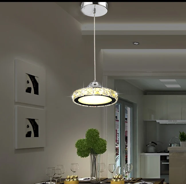 

Modern Simple Circular Led Crystal Pendant Light Restaurant Three Head Living Room Dining Room Lamp deco maison