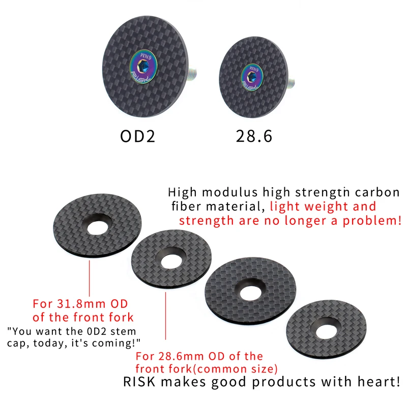 Риск дорожный горный велосипед OD2 углеродного волокна гарнитура Топ стволовых Кепки Для 28,6/31,8 шток передняя вилка с Титан болт