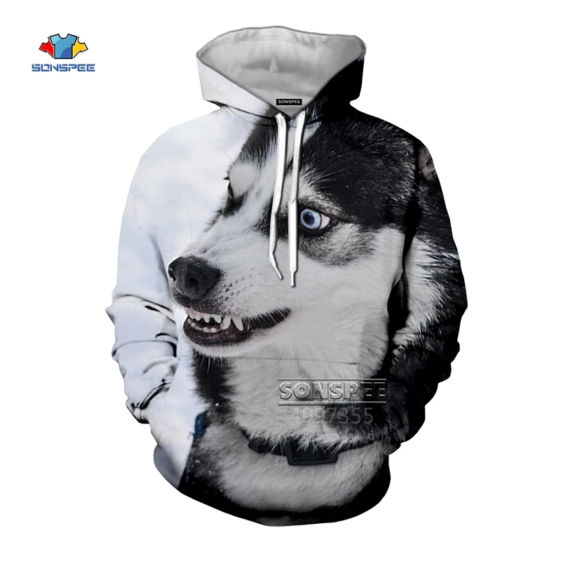 SONSPEE Толстовка Kawaii silly dog Husky, уличная одежда с 3D принтом животных, мужская и женская Толстовка Harajuku, модные толстовки с капюшоном, куртка E21