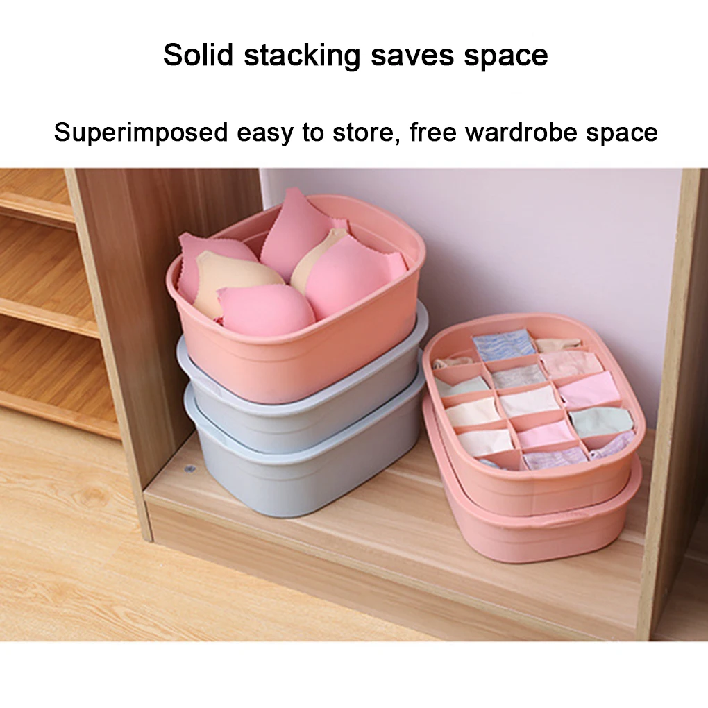 

Plastic Closet Underwear Organizer Drawer Divider Bras Panties Container Case Sock Ties Storage Box
