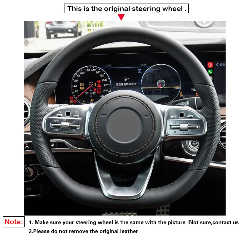 LQTENLEO черная натуральная кожа замша чехол на руль для Mercedes-Benz a-класс W177 c-класс W205 e-класс W213 s-класс W222