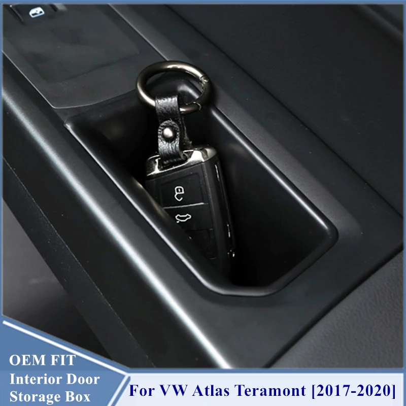 GAFAT Car Door Handle Storage Box - Left & Right Universal Black ABS Organizer With PU Leather Armrest