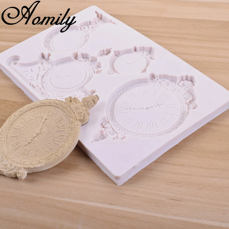 Aomily Silicone Cake Molds Pocket Watch Clock Cake Chocolate Mold Cake Decorating Tools Fondant Sugarcraft Bakery Accessories