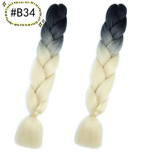 Jumbo Braiding Hair Extensions Kanekalon Braiding Hair 24 Inch Ombre Multiple Tone Colored Synthetic Hair for Women B34