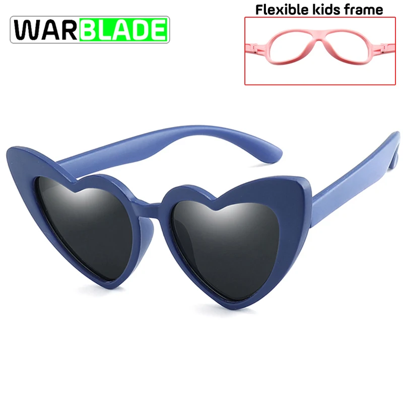 WarBLade/новые детские солнцезащитные очки; Детские поляризованные солнцезащитные очки с сердечком; очки для мальчиков и девочек; гибкая безопасная оправа для детей