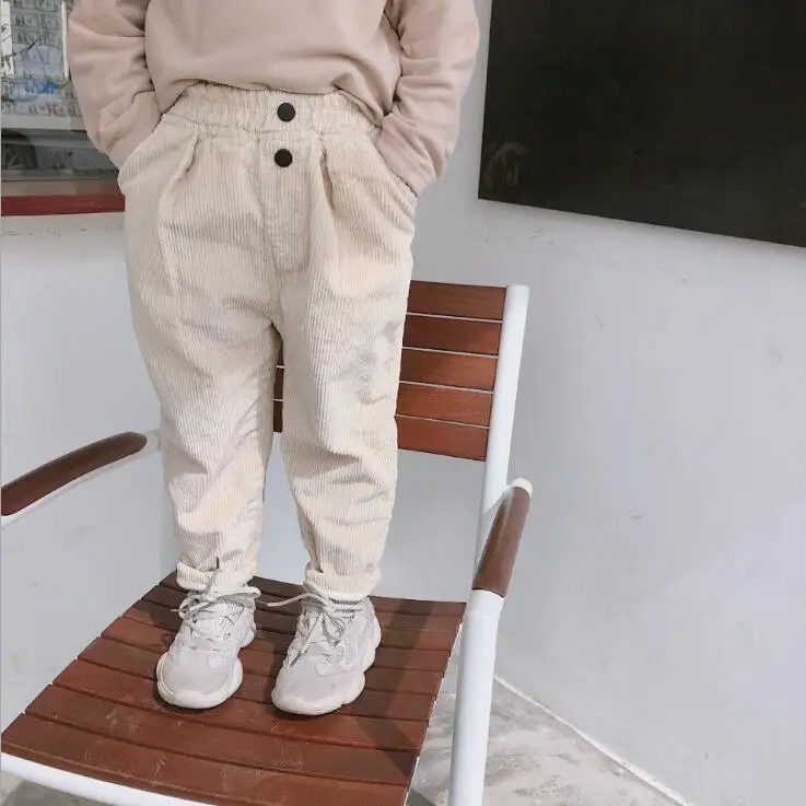 Korea style girls boys corduroy pants thicken winter fashion kids pants 2-7t HJ16 - Цвет: Хаки
