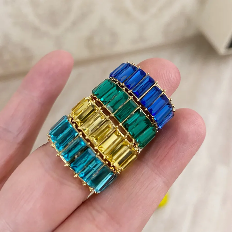 Cubic Zirconia Rings finger ring zircon crystal ring For Women Red Blue Copper Plated Finger Bulk Jewelry