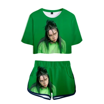 

Billie Eilish Short T-shirt Short Pants Women Mini Shorts Streetwear Fashion 3D T-shirt Summer Cool And Breathable Two Piece Set