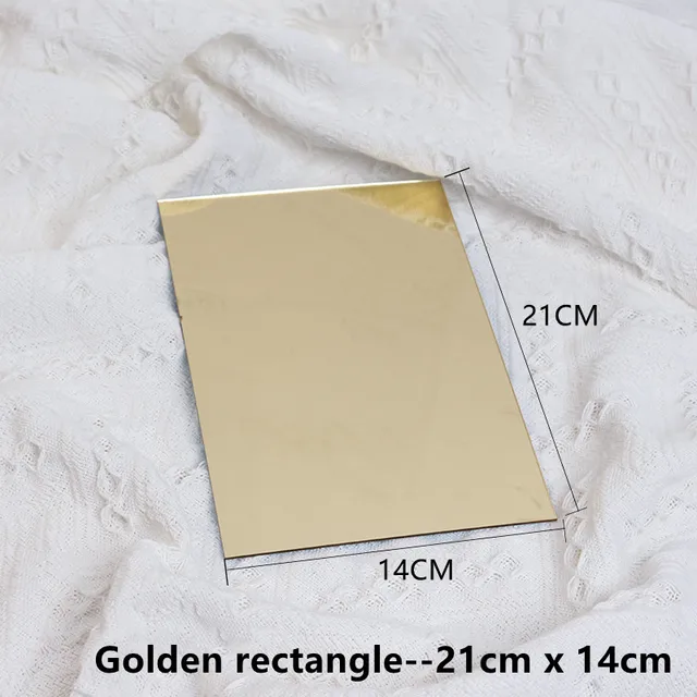 Acrylic Mirror Board Cosmetics Photography Backdrops Birthday Room Decoretiong Ornaments Photograthy Props for Photo Studio Golden 15x22cm