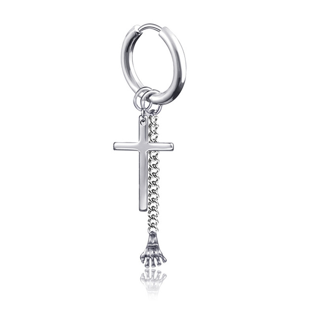 Popular Hip Hop kpop bangtan boys Stud Earrings Fashion Leaf Cross Stainless steel Pendant Earrings jewelry for men women