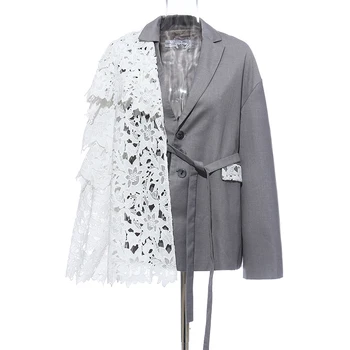 

HIGH STREET Newest Baroque Fashion 2020 Designer Stylish Blazer Women's Lace Patchwork Blazer Jacket