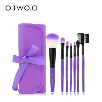 

O.TWO.O Purple Makeup Brushes Set Soft Synthetic Hair with Leather Case Cosmetics Brush Beauty Eyes Face Blush Brush Makeup Tool