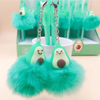 

40 Pcs/lot Avocado Pendant Gel Pen Cute Stationery Hairball Water Gel Ink Pen Black Ink Signature Pen School Writing Supplies
