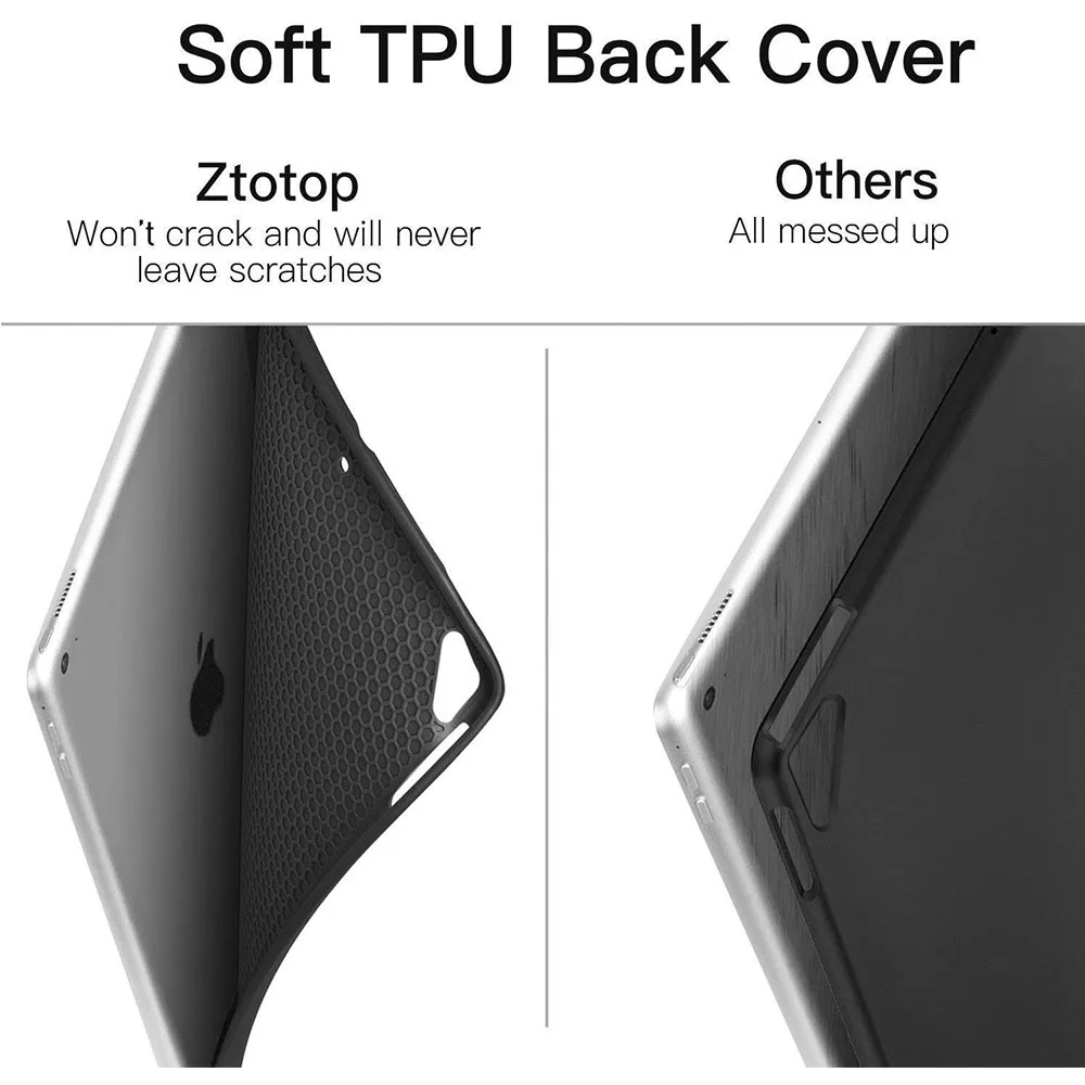 Ztotop чехол Чехол для iPad Pro 12,9 дюйма / с карандашом держатель-легкий мягкий ТПУ задняя крышка и трехслойная подставка с авто