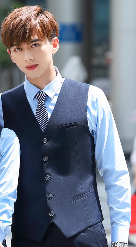 men waistcoat IZICFLY, осенняя Офисная женская униформа, стиль, темно-синий цвет, деловой стиль, для влюбленных, пара, для мужчин и женщин, костюмы с брюками, рабочая одежда - Цвет: men waistcoat