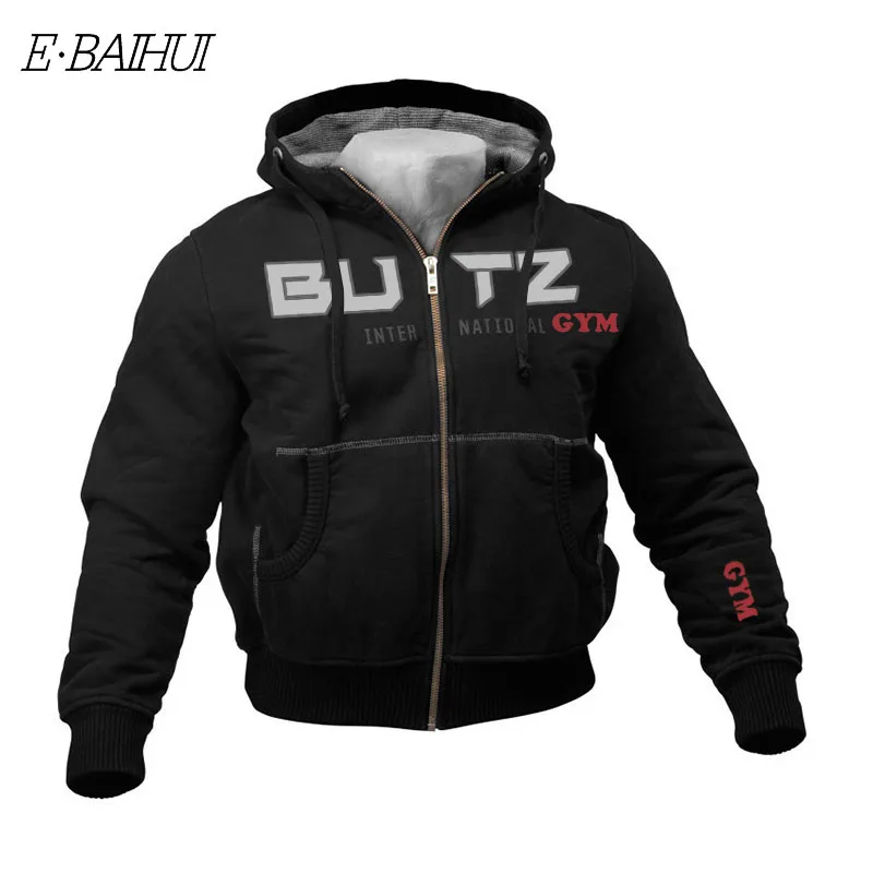 

Men's Fleece Hoodie Muscle Brothers Long Sleeve Sweatshirt Warm Zip Jacket Men's Hooded Fitness Jacket Running Workout Clothes