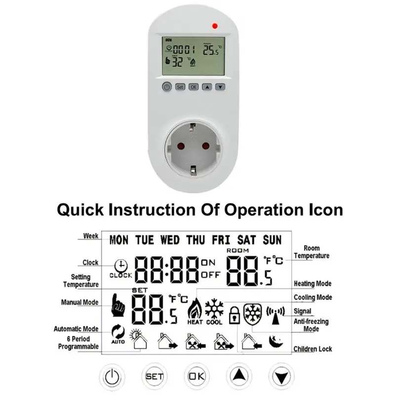 Wi-Fi, подключаемый модуль термостат розетка пульт дистанционного управления голосовой Управление напольного отопления, Температура Управление; 16A 230V штепсельная вилка европейского стандарта