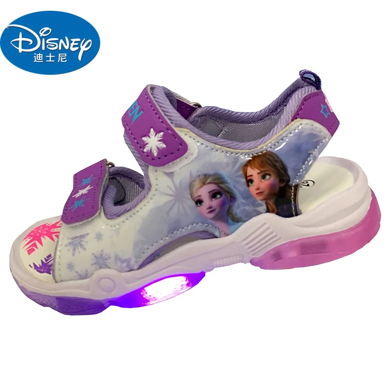 Disney filles congelés 2 princesse sandales souples avec lumière led enfants fond souple enfants montrent des chaussures de plage