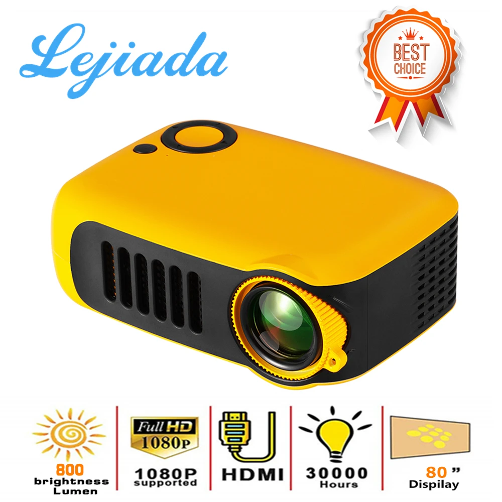 LEJIADA Новый A2000 Мини проектор 320x240 Пиксели 800 люмен Портативный светодиодный