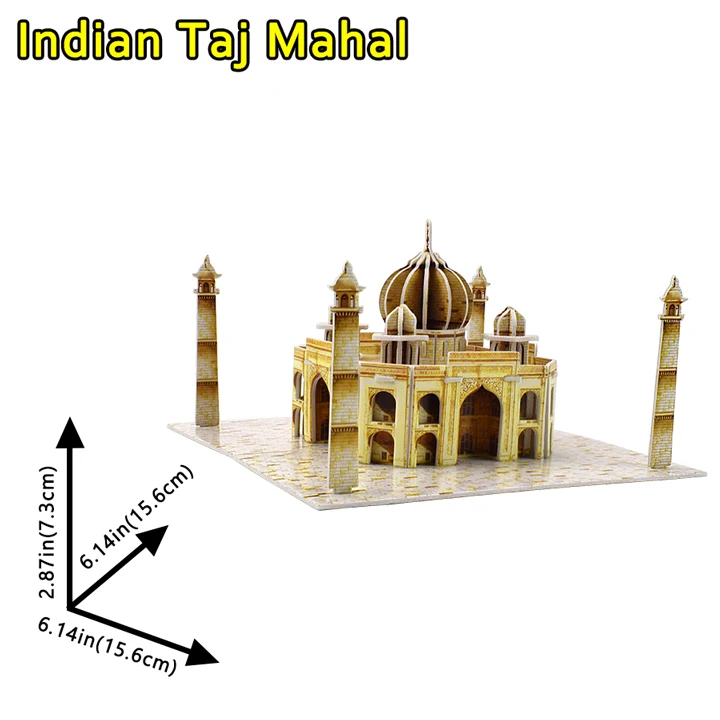Индийского Тадж-3D головоломка сборка "сделай сам" Игрушечная Сборная модель для детей путешествия сувенир мир паззл с архитектурой игрушка детский подарок - Цвет: Taj Mahal
