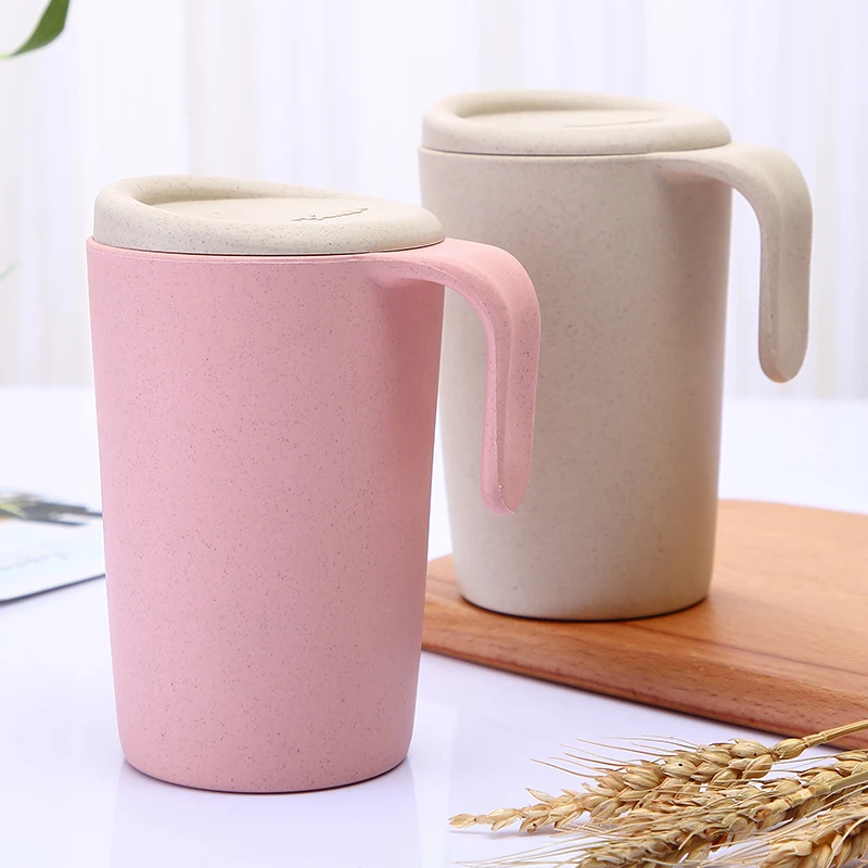 Пшеничная соломенная кружка чашка для воды Экологичная Милая чашка маленькая пара Питьевая чашка с крышкой, чашка для кофе с молоком