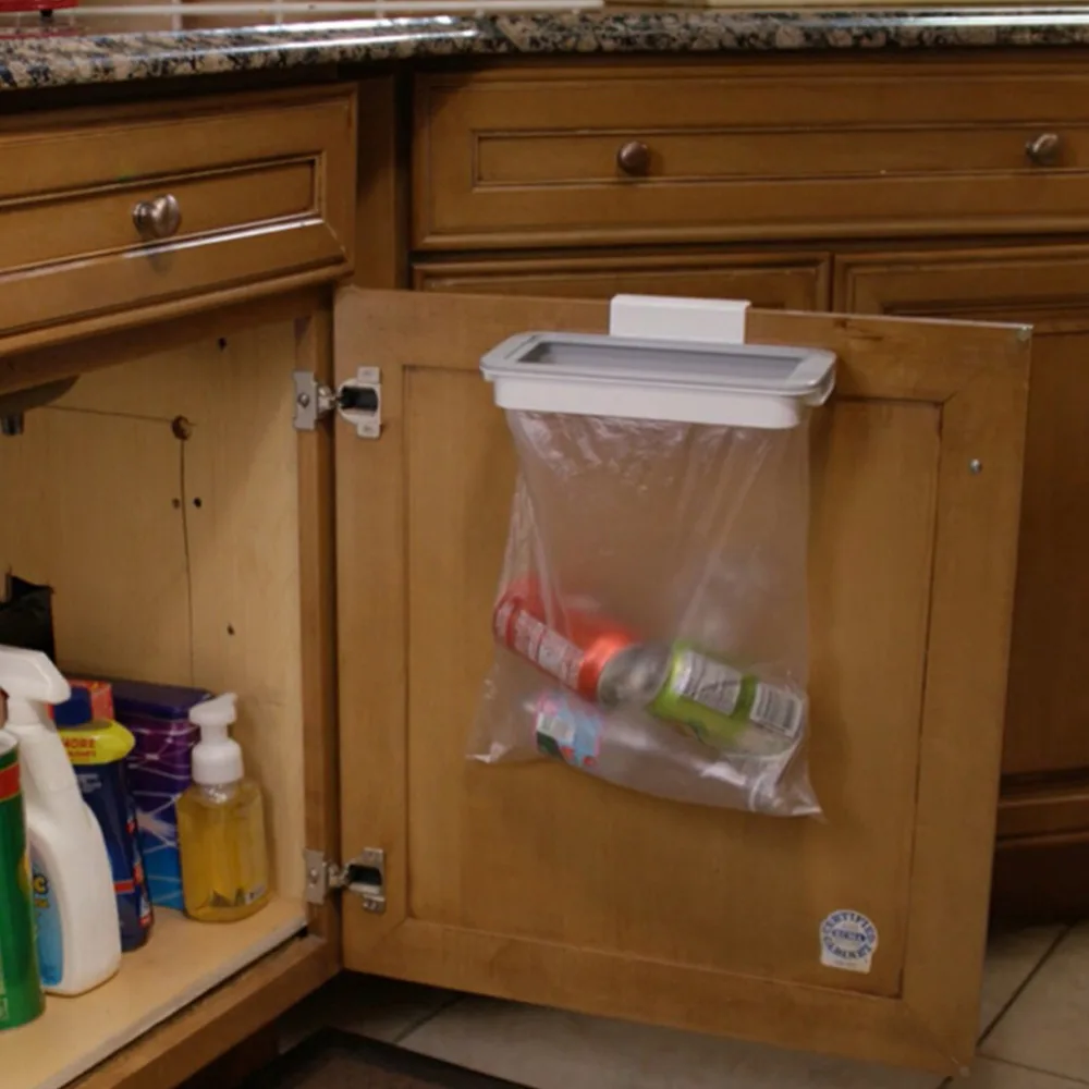 Storage Rack Mop Holder Wall Mounted Organizer Garbage Bag Holder Plastic Storage Rack Garbage Hanging Bag Kitchen Trash Storage Rack Bag Hook Scouring Pad Dry Shelf Holder Kitchen Organizer Dish Rack