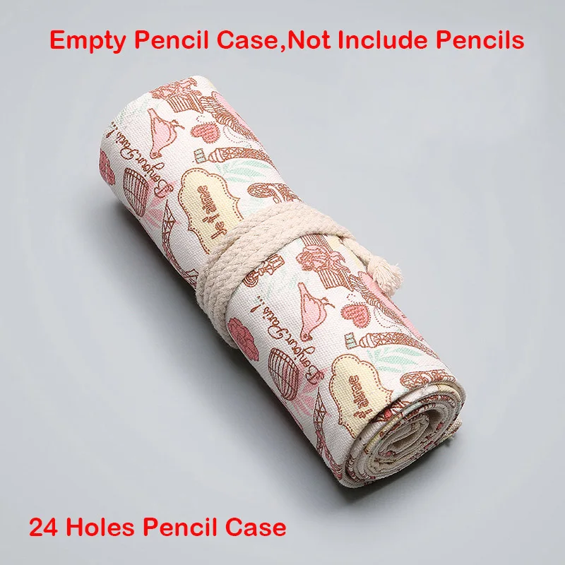 24 Holes Empty Penal С рисунком Эйфелевой башни уголовного для школьный пенал-рулон большой 12/24/36/48/72 Отверстия пенал для мальчиков и девочек холщовый пенал картриджи - Цвет: 24 Holes Empty Penal