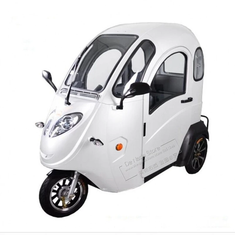 Three Wheel Car Passenger Students Moto Trike Ebike E Bicycle Mobility Scooter Bike Electric Motorcycle Tricycle With Full Cover
