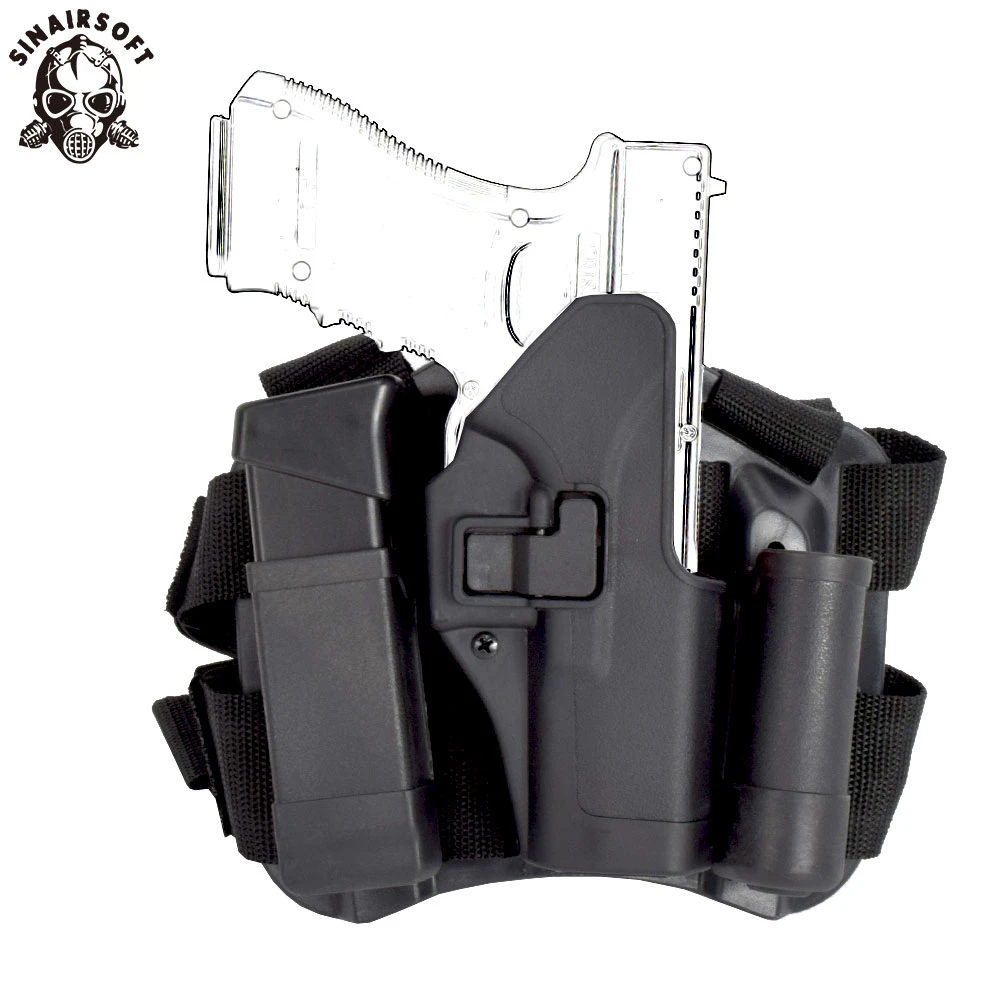 BK Тактический CQC G17 правая рука падение ноги кобура чехол подходит пистолет Glock 17 19 22 23 31 32 для пейнтбола стрельба Охотничьи аксессуары - Цвет: BK