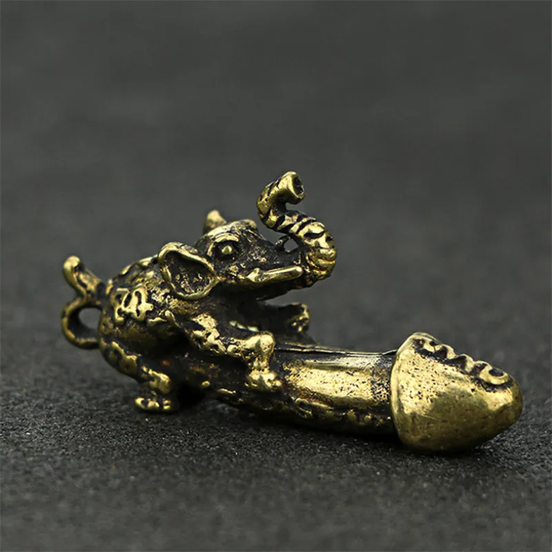 Mini Vintage Brass Elephant Key Ring Decorative Car Pendant Ornament Craft Animal Figurines Home Bar Party Desk Decoration Gift | Дом и сад