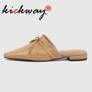 

Slippers Women Genuine Leather Women Outside Slipper Women Flat Slippers Slip On Fashion Luxury Loafers zapatos de mujer Nude 40