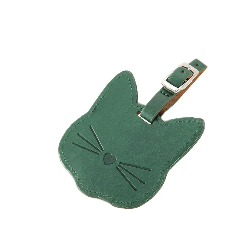 Кожаная бирка для чемодана Kawaii Cat держатель с мультипликационным ID адресом