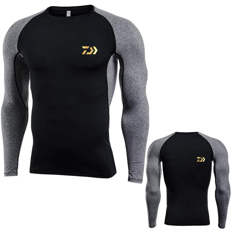 Korean Version Daiwa Long Sleeve Men Quick Drying T-shirt High Elasticity Tights Outdoor Sportswear