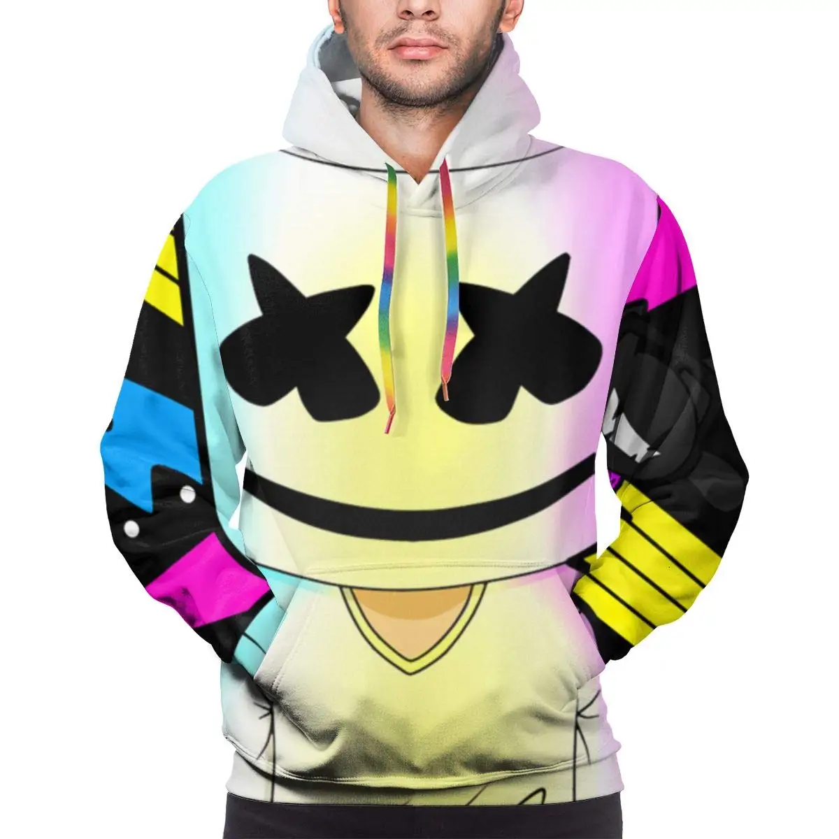 Marshmellow DJ-Smile пуловер для отдыха с капюшоном Толстовка для мужчин унисекс для мужчин wo мужская толстовка с капюшоном