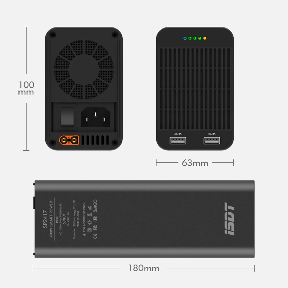 ISDT SP2417 400W зарядное устройство RC адаптер переключатель высокой мощности смарт-управление w/светодиодная USB зарядка для RC моделей Поставка промышленных