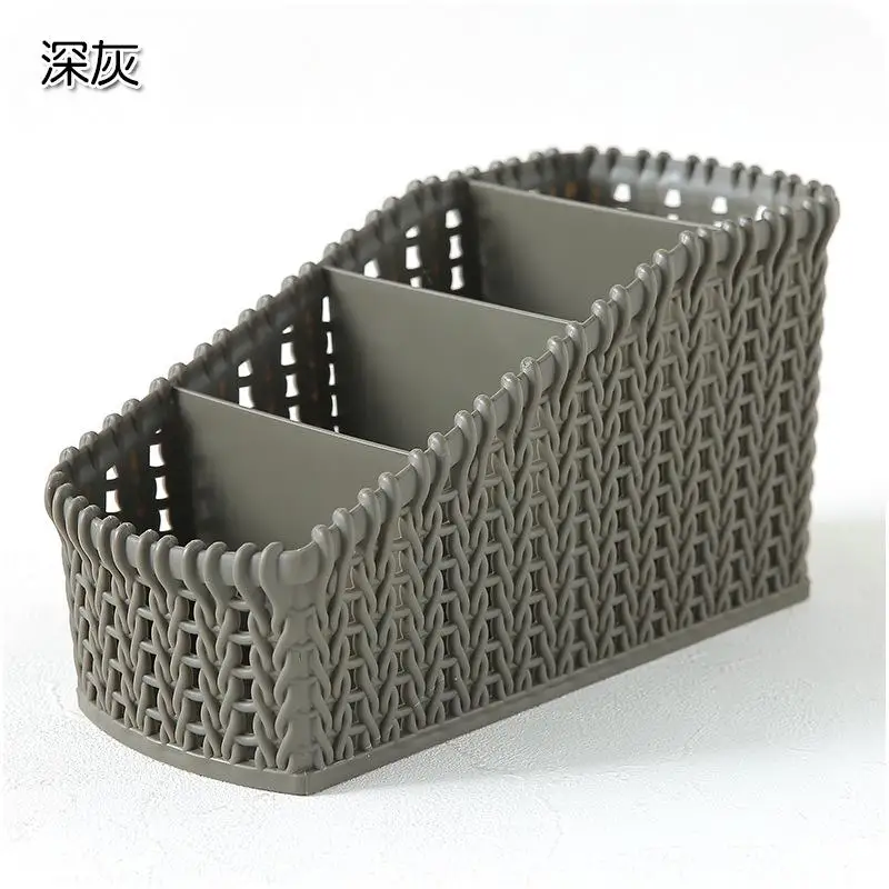 Dark gray 4 Grids Plastic Makeup Organizer Storage Box Cosmetics Storage Container Desktop Sundries Makeup Boxe For Bathroom Dropshipping - Цвет: Dark gray