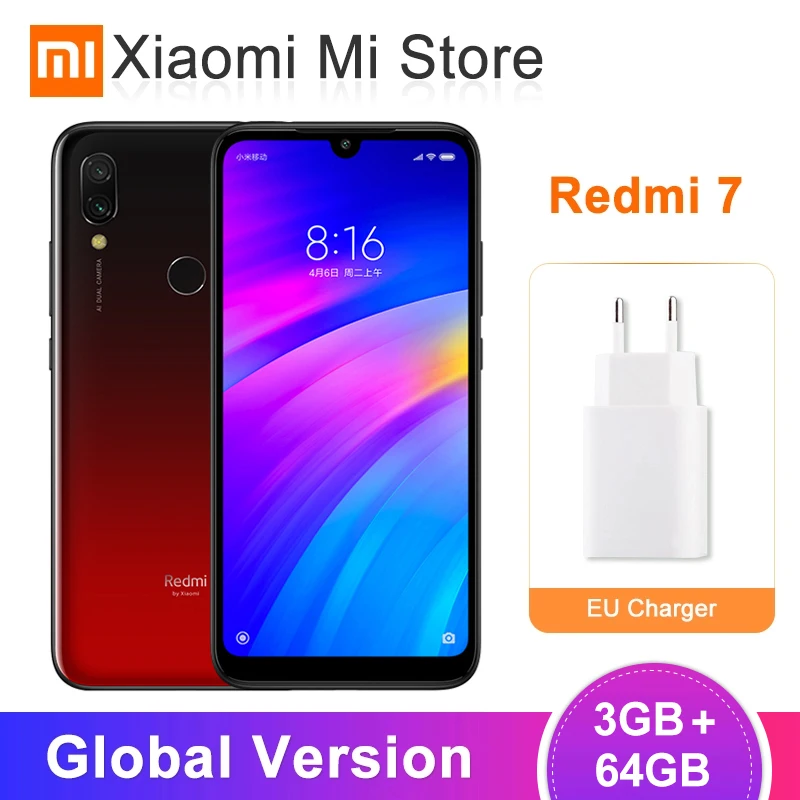 Глобальная версия Xiaomi Redmi 7 3 Гб 64 мобильный телефон Snapdragon 632 Octa Core 4000 мАч AI Face Unlock 6 26
