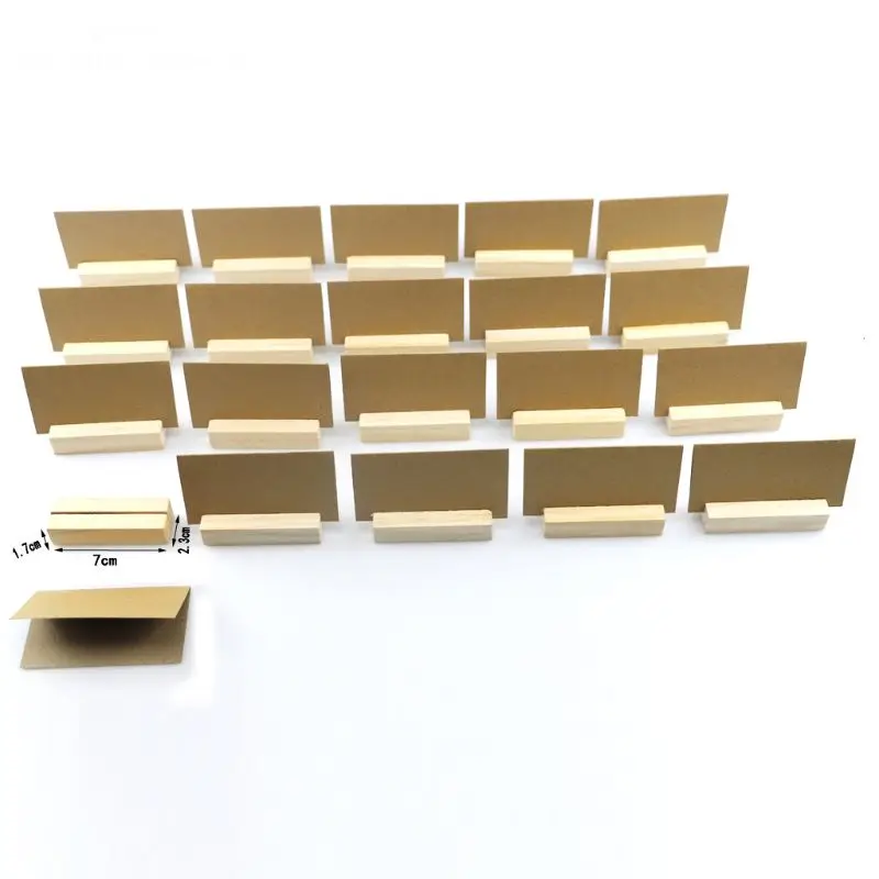 20pcs Natural Wood Name Memo Clips Photo Holder Clamp Business Card Stand Desktop Message Organizer Place Card Holders Photo Holder Stand