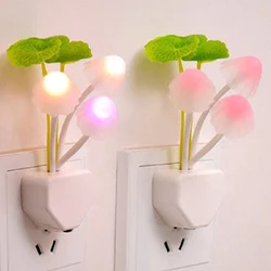Novidade eua & ue plug luzes da noite indução sonho cogumelo fungo lâmpada led 3 leds cogumelo lâmpada led luzes da noite quarto decoração