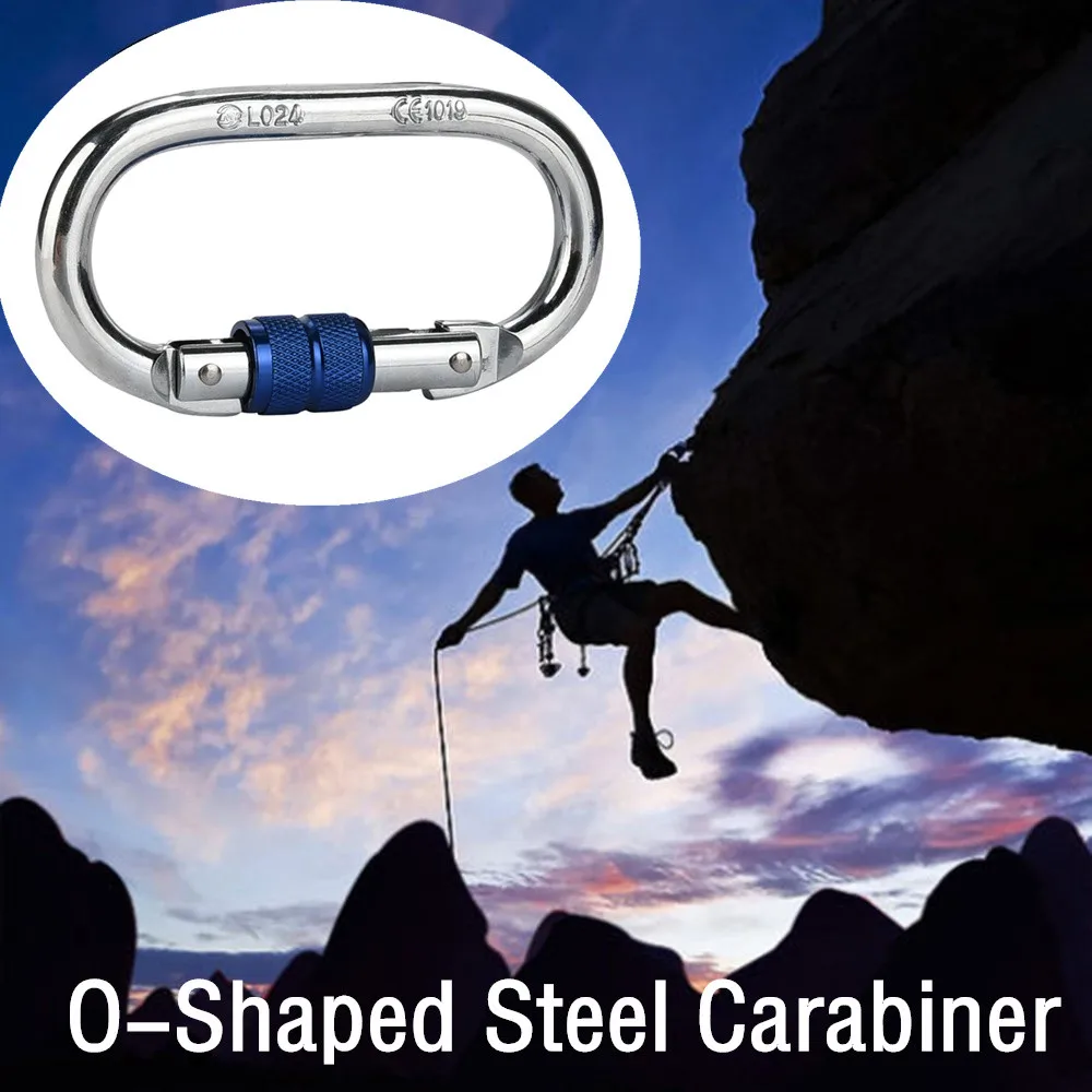 25KN Mountaineering Caving Rock Climbing Carabiner O Shaped Safety Master Screw Lock Buckle Escalade Equipement Dropship Z1016