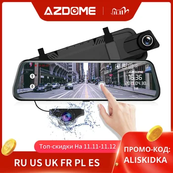 

AZDOME PG02 Auto Dash cam 10" 1080P ADAS Car DVR Touch Full-screen Camera Night Vision 720P Rearview 24H Parking Monitor Registr